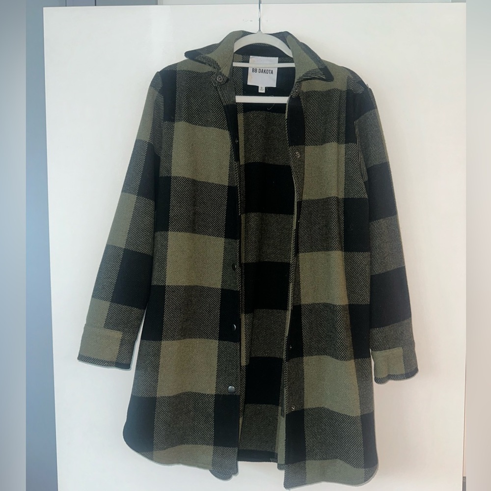 BB Dakota Green/ Black Flannel Coat- S